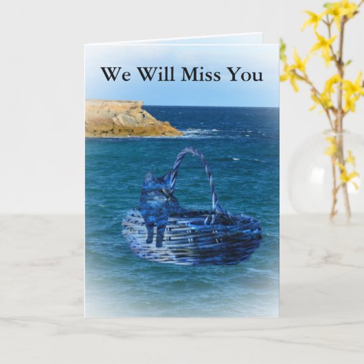 Wir werden Sie verpassen, Cat Sea Adventure Farewe Karte (Gelbe Blume)