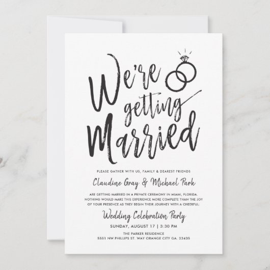 Wir werden verheiratet | Hochzeit nach Party Invit Einladung (Vorderseite)