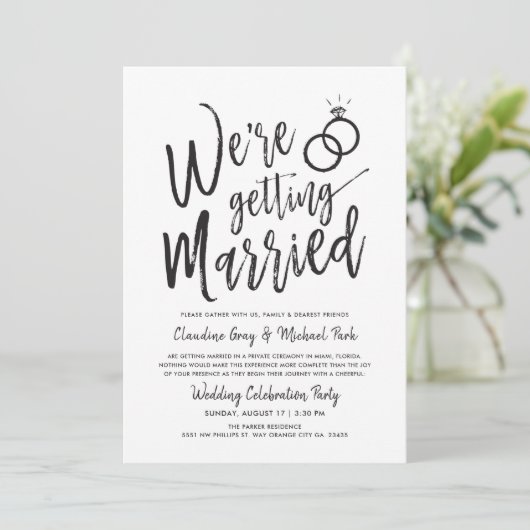 Wir werden verheiratet | Hochzeit nach Party Invit Einladung (Stehend Vorderseite)