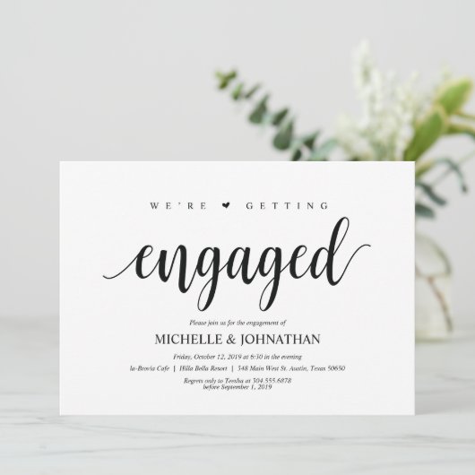 Wir werden verlobt, Engagement Party lädt ein Einladung (Stehend Vorderseite)