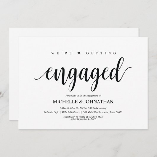 Wir werden verlobt, Engagement Party lädt ein Einladung (Vorne/Hinten)