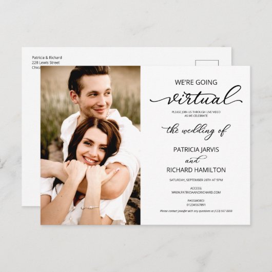 Wir werden Virtual Wedding Foto Einladung Postc Postkarte (Vorne/Hinten)