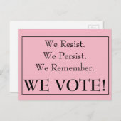 Wir widerstehen, wir bleiben, wir erinnern uns, da postkarte (Vorne/Hinten)