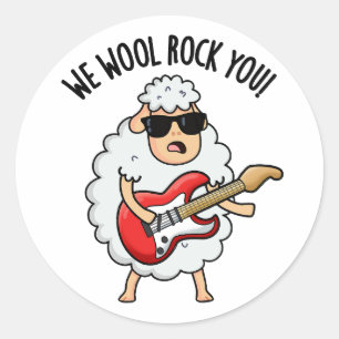 Wir Wolle Rocken Euch Lustiges Schaf Wortspiel  Runder Aufkleber