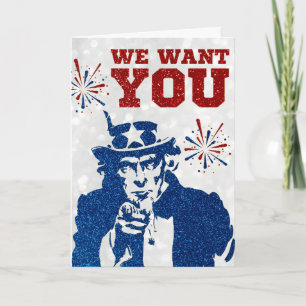 Wir wollen dich zum vierten Juli Glitter Karte