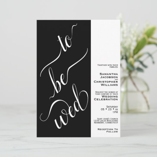 Wir wollen eine moderne, minimale Schwarz-Weiß-Hoc Einladung (Stehend Vorderseite)