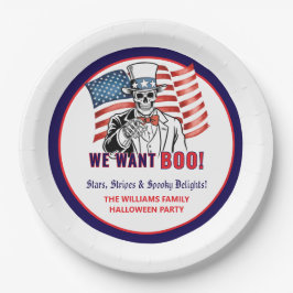 Wir Wollte Boo Patriotic Halloween Costume Party Pappteller