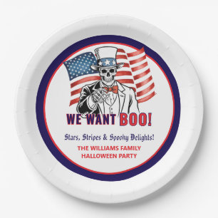 Wir Wollte Boo Patriotic Halloween Costume Party Pappteller