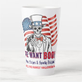 Wir Wollte Boo Patriotic Halloween Skeleton Uncle  Milchtasse (Vorderseite)