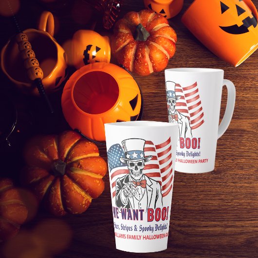 Wir Wollte Boo Patriotic Halloween Skeleton Uncle  Milchtasse