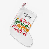 Wir wuchten dir ein frohes Weihnachtsfest mit Hund Kleiner Weihnachtsstrumpf (Vorderansicht (hängend))