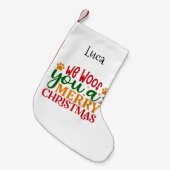 Wir wuchten dir ein frohes Weihnachtsfest mit Hund Kleiner Weihnachtsstrumpf (Vorderansicht (hängend))