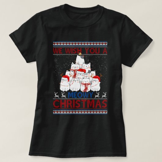 Wir wünschen dir ein gemütliches Weihnachtskätzche T-Shirt (Design vorne)