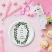 "Wir wünschen dir.." Traditioneller Holly Wreath Pappteller (Party)