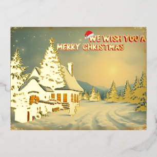 Wir wünschen ein frohes Weihnachten - O12 Folien Feiertagspostkarte