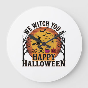 Wir wünschen Ihnen ein frohes Halloween Vintage Große Wanduhr