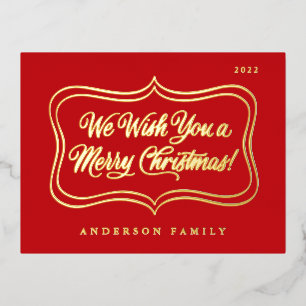 Wir wünschen Ihnen ein frohes Weihnachts Classic G Folien Feiertagspostkarte