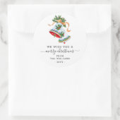 Wir wünschen Ihnen ein frohes Weihnachts-Script-Be Runder Aufkleber (Tasche)