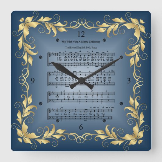 Wir wünschen Ihnen ein frohes Weihnachtsfest ~ Bla Quadratische Wanduhr (Vorderseite)