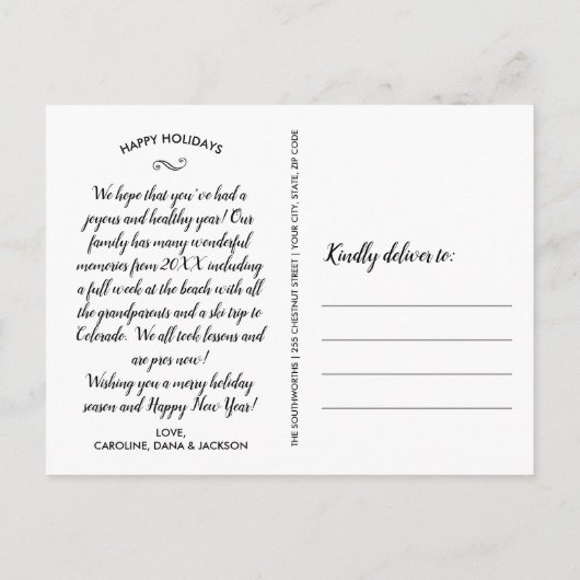 Wir wünschen Ihnen ein frohes Weihnachtsfest-Foto Postkarte (Rückseite)