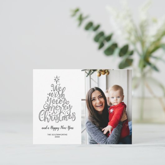 Wir wünschen Ihnen ein frohes Weihnachtsfest-Foto Postkarte (Stehend Vorderseite)
