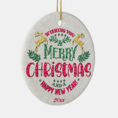 Wir wünschen Ihnen ein frohes Weihnachtsfest und e Keramik Ornament (Rechts)