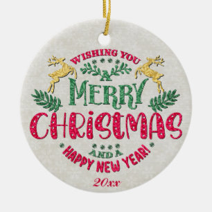 Wir wünschen Ihnen ein frohes Weihnachtsfest und e Keramik Ornament