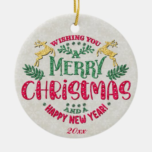 Wir wünschen Ihnen ein frohes Weihnachtsfest und e Keramik Ornament (Vorne)