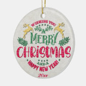 Wir wünschen Ihnen ein frohes Weihnachtsfest und e Keramik Ornament (Links)