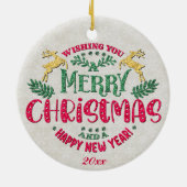 Wir wünschen Ihnen ein frohes Weihnachtsfest und e Keramik Ornament (Hinten)