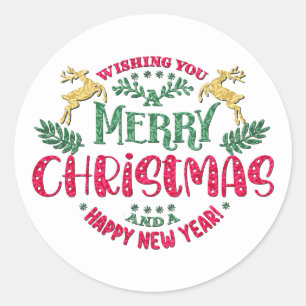 Wir wünschen Ihnen ein frohes Weihnachtsfest und e Runder Aufkleber