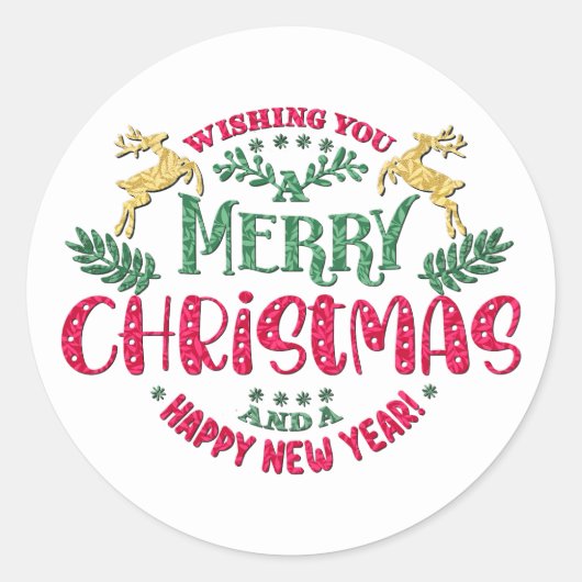 Wir wünschen Ihnen ein frohes Weihnachtsfest und e Runder Aufkleber (Vorderseite)