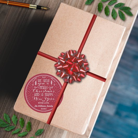 Wir wünschen Ihnen ein frohes Weihnachtsfest und e Runder Aufkleber