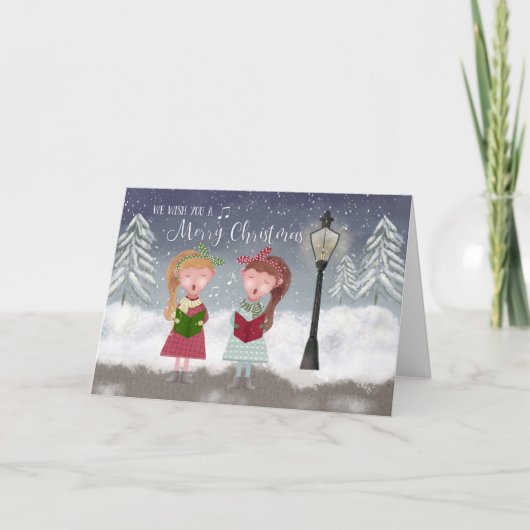 Wir wünschen Ihnen ein frohes Weihnachtslied Karte (Vorderseite)