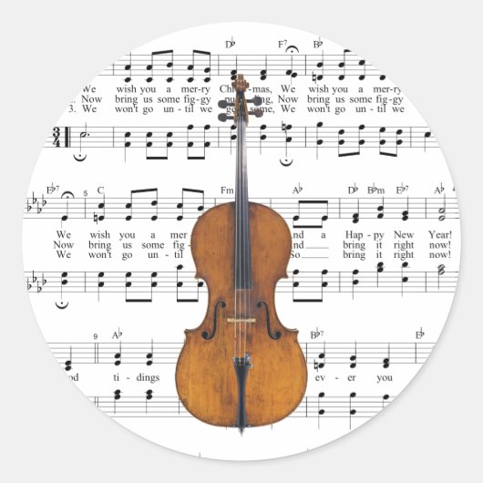 Wir wünschen Ihnen ein frohes Weihnachtslied Musik Runder Aufkleber (Vorderseite)