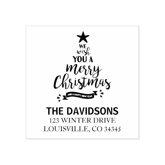 Wir wünschen Ihnen ein frohes Weihnachtsmonogramm Gummistempel (Prägung)