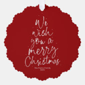 Wir wünschen Ihnen ein frohes Weihnachtsrot ein Fo Ornament Karte (Vorderseite)