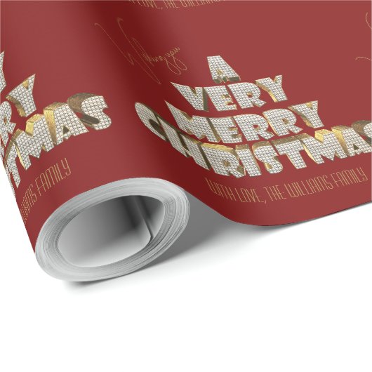 Wir wünschen Ihnen ein frohes Weihnachtsrot Geschenkpapier (Rolleneckpunkt)