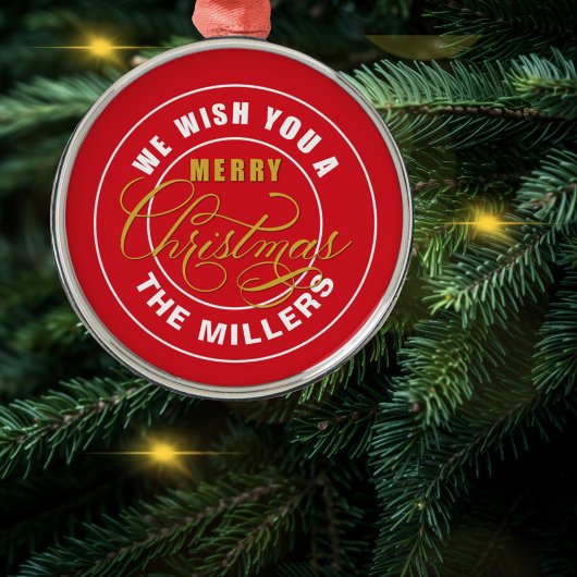 Wir wünschen Ihnen ein frohes Weihnachtsrot Ornament Aus Metall