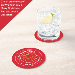 Wir wünschen Ihnen ein frohes Weihnachtsrot Runder Pappuntersetzer