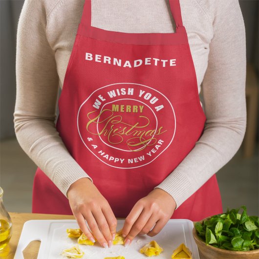 Wir wünschen Ihnen ein frohes Weihnachtsrot Schürze
