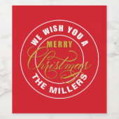 Wir wünschen Ihnen ein frohes Weihnachtsrot Weinetikett (Einzelnes Label)