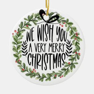 Wir wünschen Ihnen ein frohes Weihnachtswasser Keramik Ornament