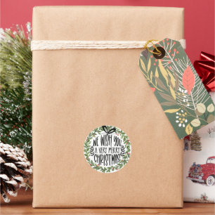 Wir wünschen Ihnen ein frohes Weihnachtswasser Runder Aufkleber