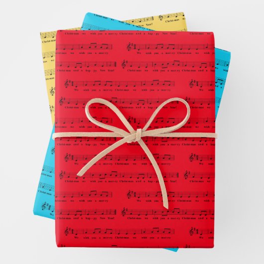 Wir wünschen Ihnen ein fröhliches klassisches Musi Geschenkpapier Set (Beispiel)