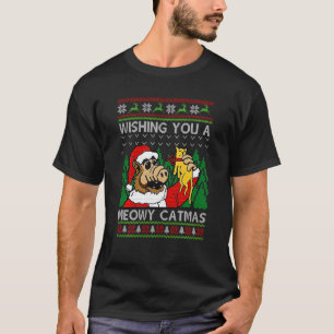 Wir wünschen Ihnen ein Meowy Catmas Hässliches Wei T-Shirt