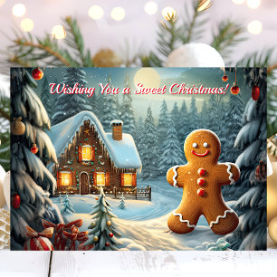 Wir wünschen Ihnen ein süßes Weihnachtslebkuchen Feiertagskarte