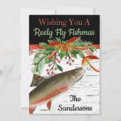 Wir wünschen Ihnen eine echte Fliegenfischerei, ei Feiertagskarte (Vorderseite)