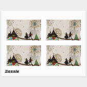 Wir wünschen Ihnen eine frohe Weihnachtszeit-Silho Rechteckiger Aufkleber (Blatt)