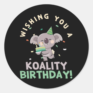 Wir wünschen Ihnen eine Koalität Geburtstag Koala  Runder Aufkleber